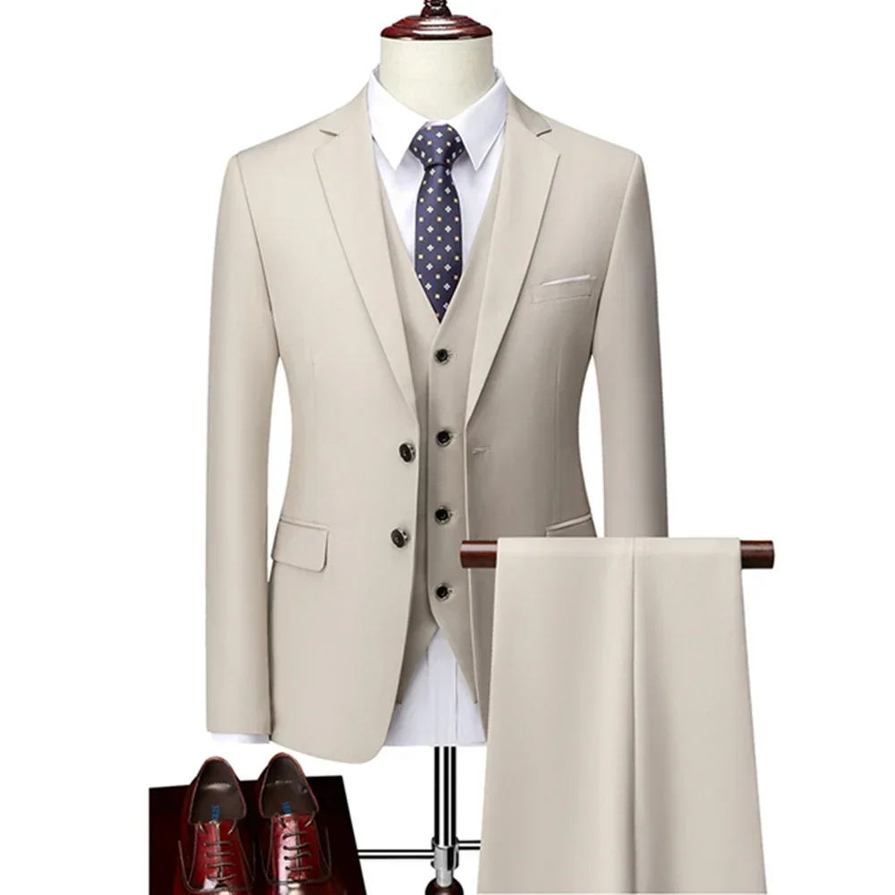 Conjunto de trajes para hombre, chaqueta, pantalones, chaleco, informal, Boutique, de negocios, a cuadros, vestido ajustado, abrigo Formal, novedad de 2023