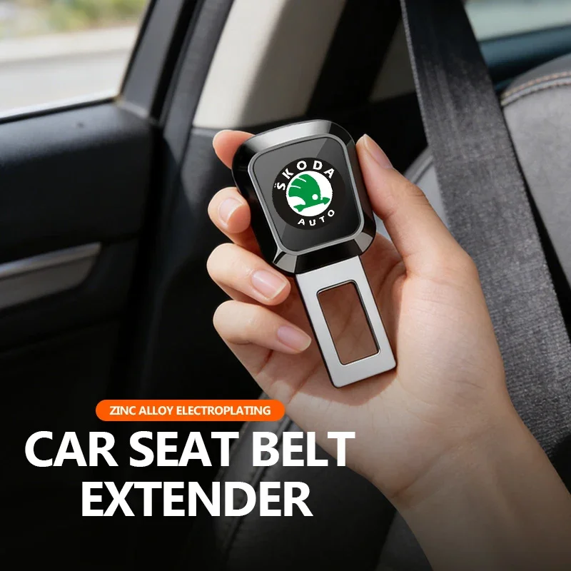 Pegatinas para coche Skoda, logotipo Universal, extensor de clip para hebilla de cinturón de seguridad, accesorios interiores para coche, Fabia Kamiq Superb Scala Enya