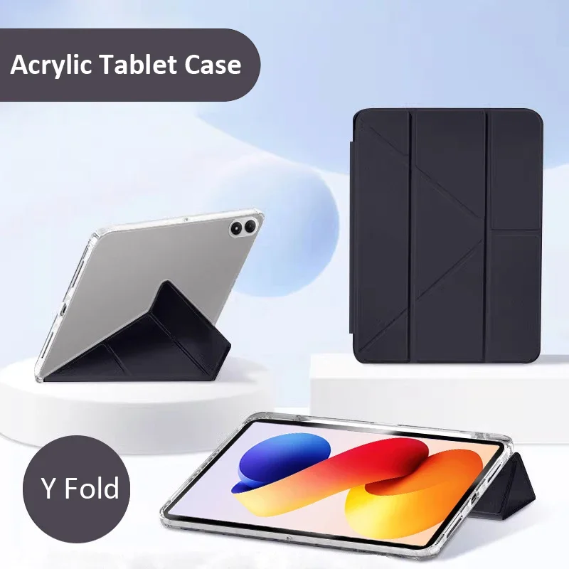 For Funda Redmi Pad 2 Pro Case with Pencil Holder Smart Fold Acrylic Clear Stand Cover For Xiaomi Redmi Pad 2 Pro 12.1 inch Case