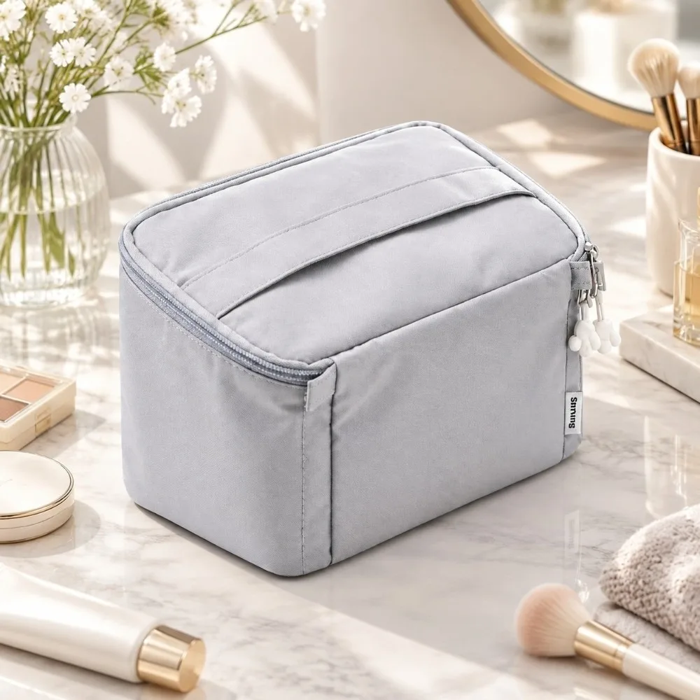 Large Capacity Makeup Organizer Bag With Dividers Portable Cosmetic Storage Pouch Versatile Travel Cosmetic Pouch