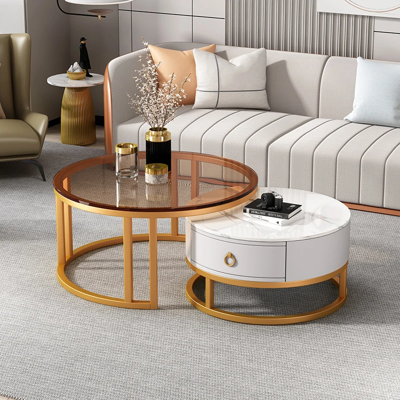 

Nordic Luxury Coffee Table Modern Designer Organizer Round Side Table Standing Minimalist Unique Mesas Bajas Salon Furniture