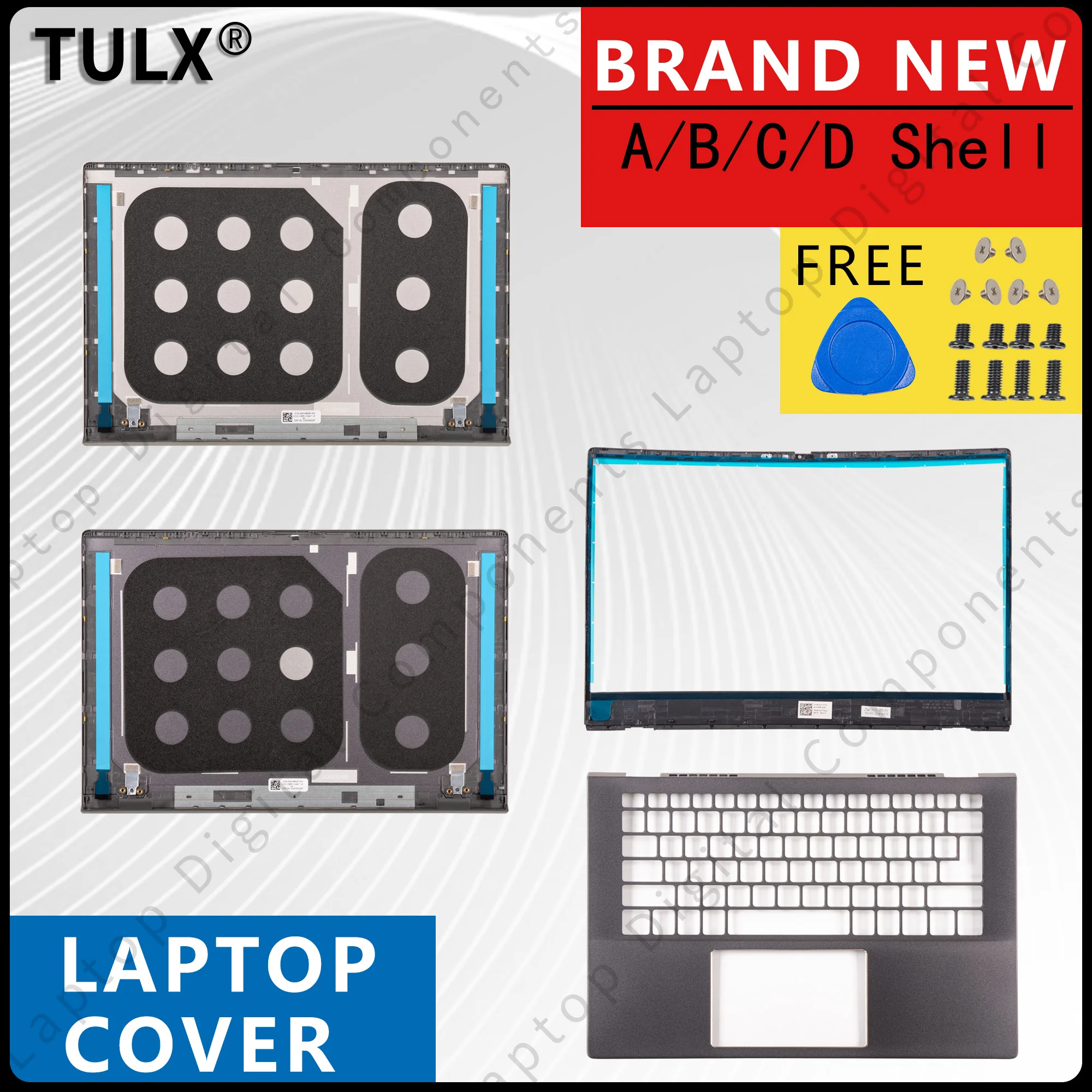 

For Vostro 14 5401 5402 5405 V5401 V5402 V5405 Repalce Cover LCD Back Cover 02H8GP Front Bezel Palmrest Silver/Gray Metal