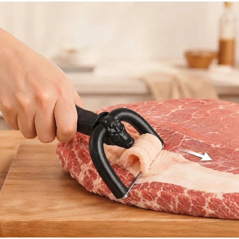 Mini Handheld Meat Scraper & Fat Trimmer Portable Stainless Steel Meat Cutter BBQ Kitchen Tool for Removing Fat & Skin