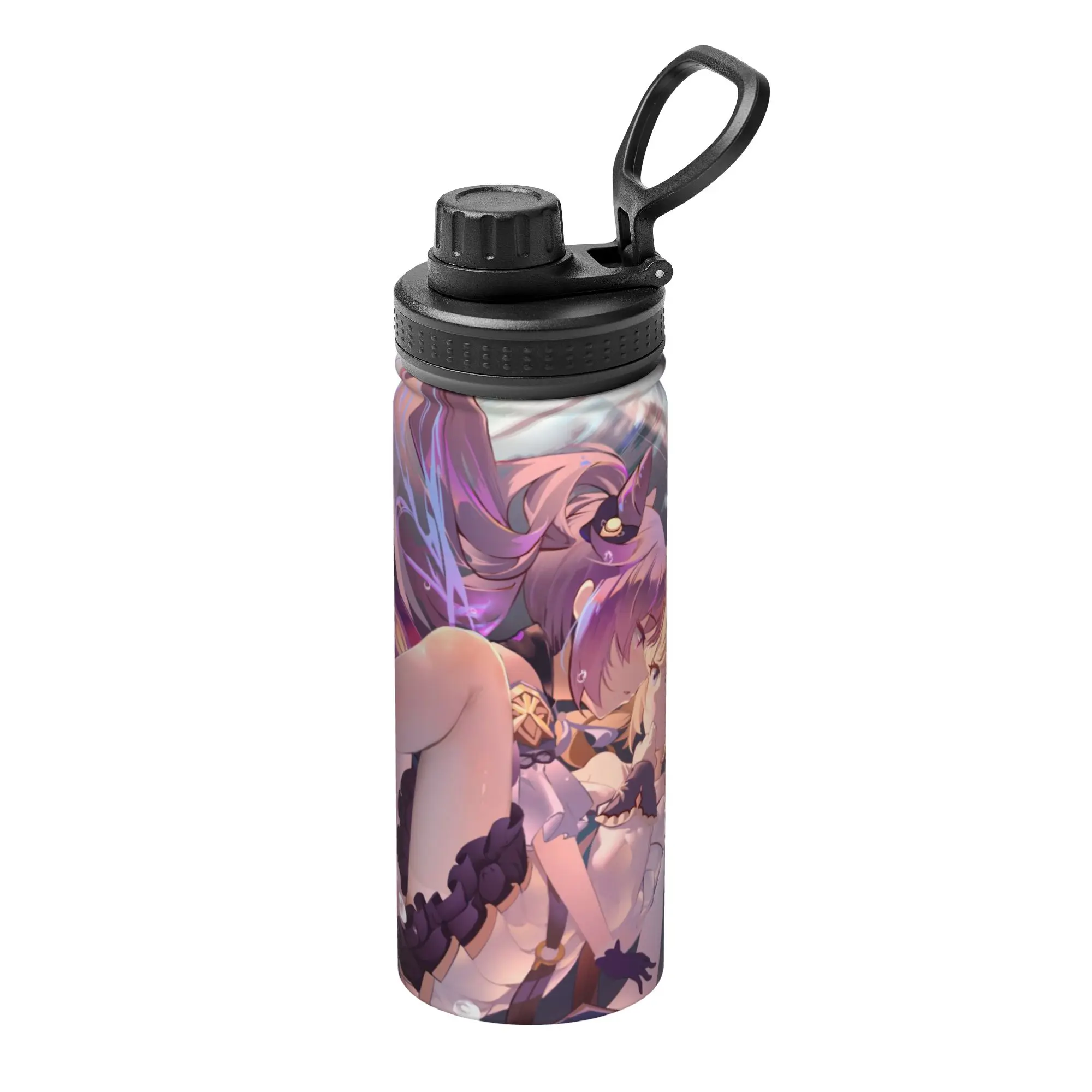 Genshins Impact Lumine Keqing 18OZ Sports Insulated Kettle Anime Girl Coffee Cups Stainless Steel Smoothie Tea Mug Water Bottle