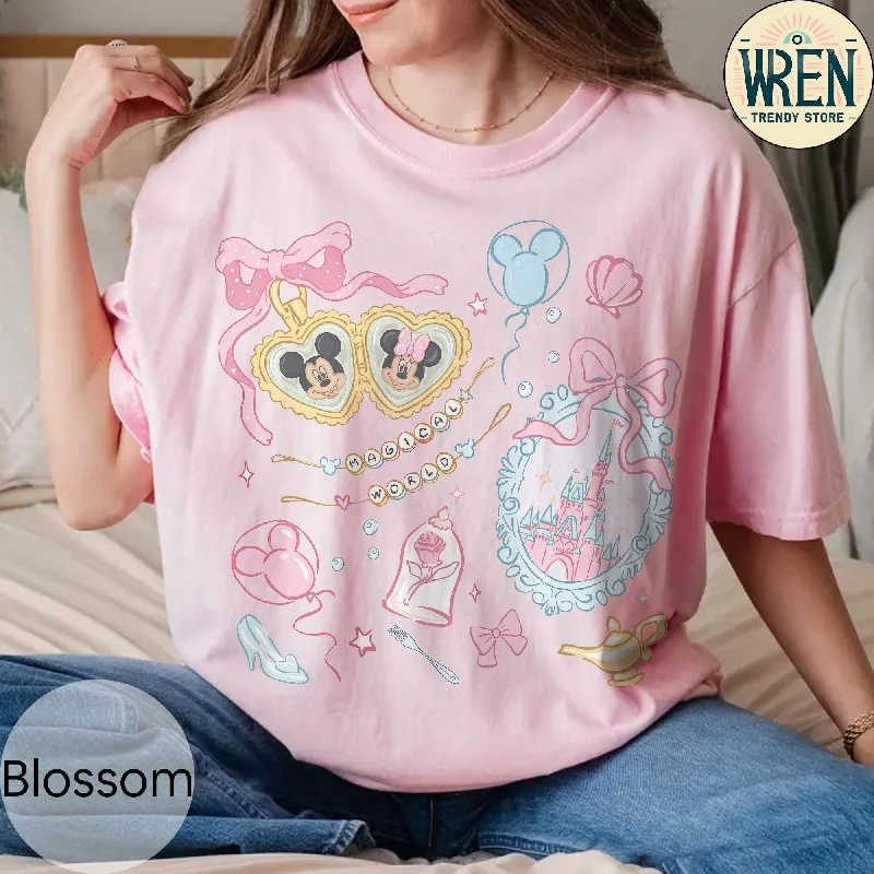 2025-26 Zomermode Mickey T-shirt Y2k Minnie Mouse Hoed Gedrukt 100% katoen bedrukt T-shirt Dames Los Disney T-shirt
