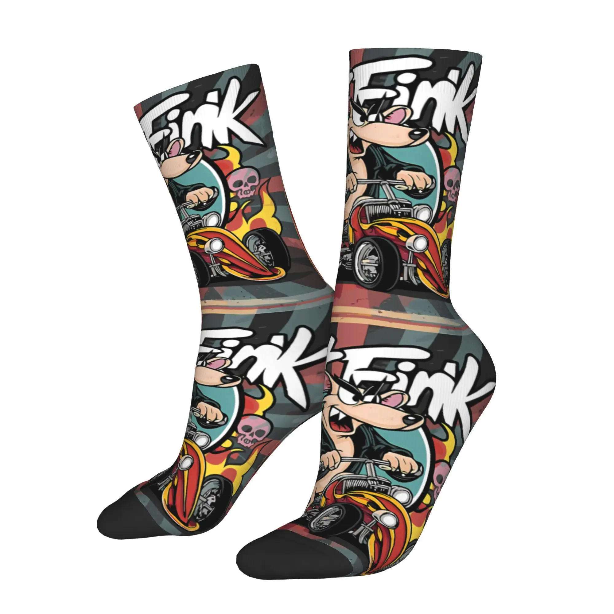 

Retro Rat Fink Hot Rod Men's Socks Unisex Hip Hop Crazy Crew Sock Gift