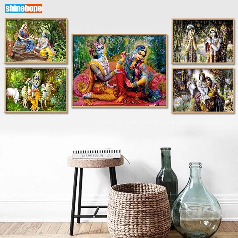 

23style Choose Radha Krishna Custom Print Art Canvas Poster For Living Room Decoration Home Wall Picture