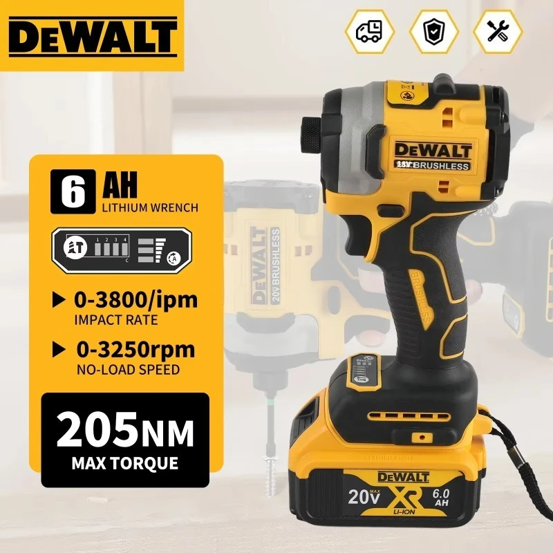 

Бесщеточный ударный гайковерт DeWALT DCF850 с высоким крутящим моментом 205 Н·м, 250 об/мин, аккумуляторный, интеллектуальный инструмент для батарей DeWALT