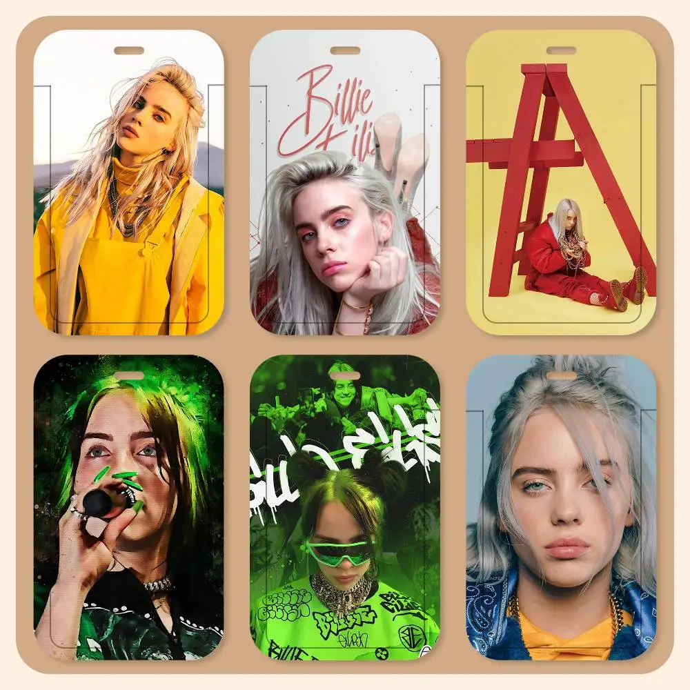 Billie Eilish  ID Card Holder Neck Strap Pendant Door Badge Holder Lanyards Keychain Work Credential Case Gift