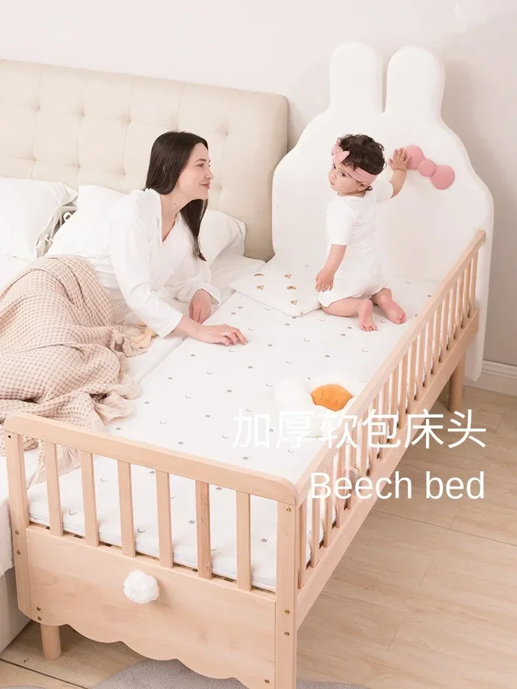 ZC Solid Wood Children's Bed Splicing Bed Widened Bed Baby Small  Splicing  Crib