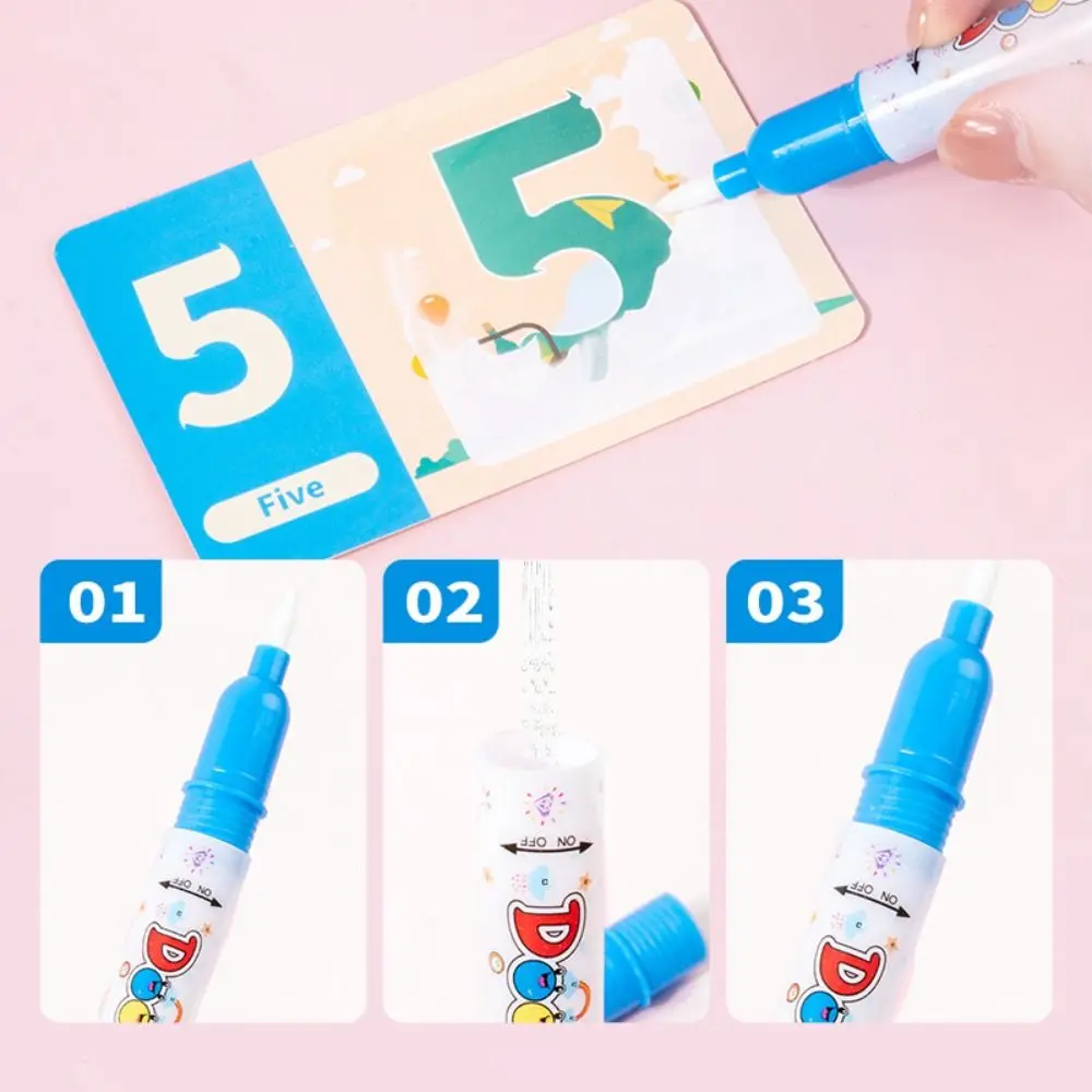 Paper Kids Sticker Book with Pen English Learning Water Drawing Book DIY Reusable Water Coloring Cards Toy