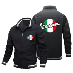 Chaqueta informal con estampado de logotipo de motocicleta Vespa para hombre, cuello de pie a prueba de viento, chaqueta de piloto, chaqueta de montar en motocicleta, novedad de 2024