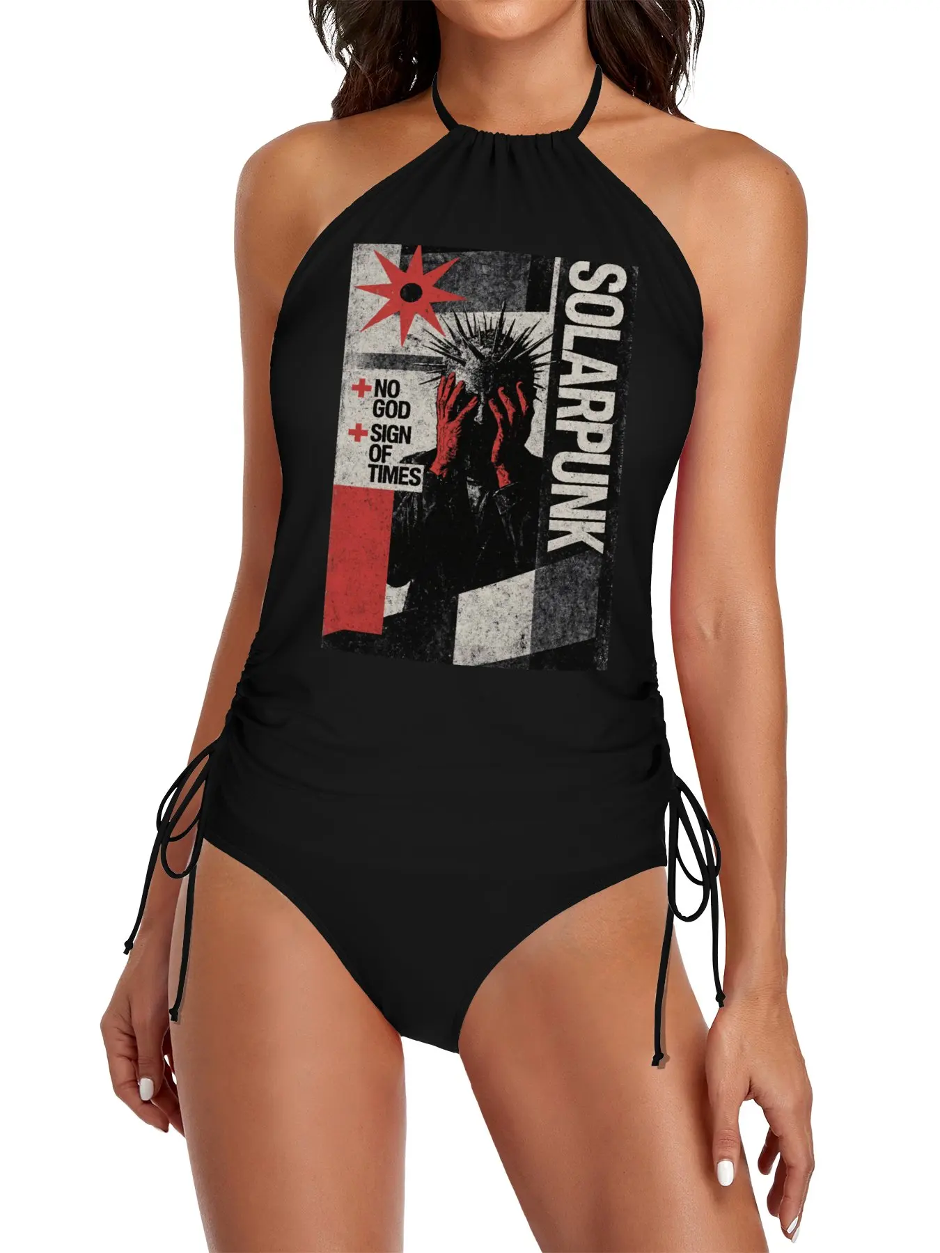 

SOLARPUNK Dystopia: No God Sign of Times Art Split Swimsuit Set Woman summer outfit cute bikini beach wear for woman
