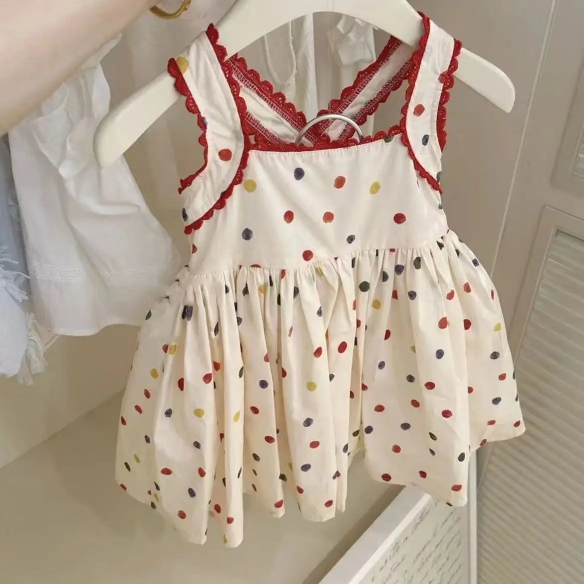 Girls Casual Dresses Colorful Polka Dot Print Halter Dress Princess Dress for Girls Kids Clothes Toddler Girl Clothes