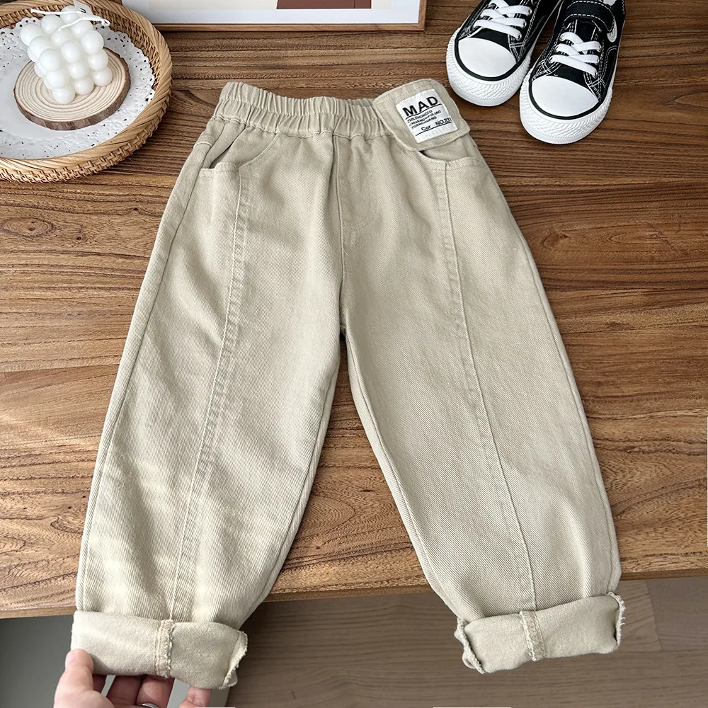 2-10 Years Spring Autumn Boys Pants Korean Version Simple Solid Color Elastic Boys Trousers Birthday Gift Children's Clothing
