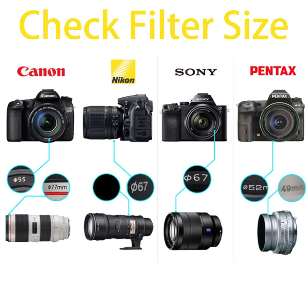 ضباب أسود 1/4 مرشحات عدسة الكاميرا الناعمة السوداء 49 مللي متر 52 مللي متر 55 مللي متر 58 مللي متر 62 مللي متر 67 مللي متر 72 مللي متر 77 مللي متر 82 مللي متر لعدسات كاميرا كانون نيكون سوني