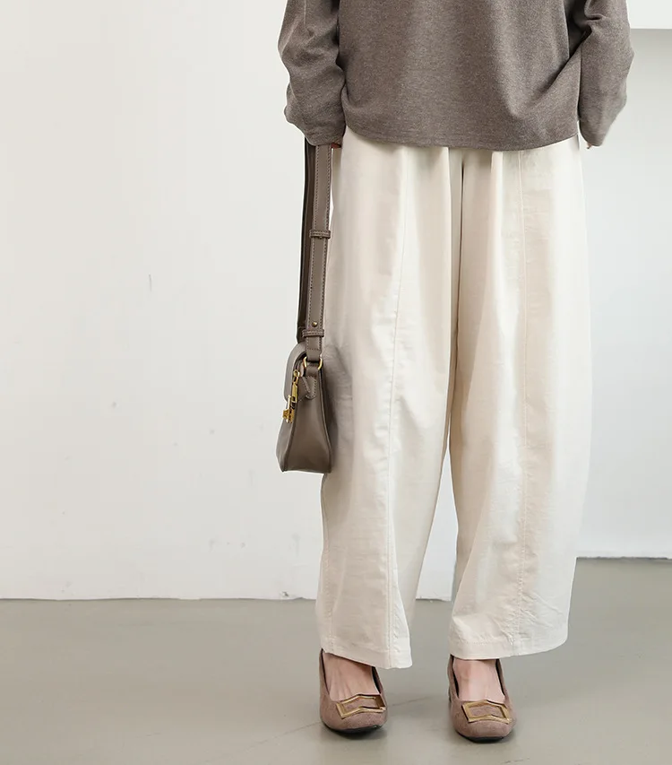 กางเกงขายาวทรงหลวมสไตล์ใหม่สำหรับผู้หญิง ฤดูใบไม้ร่วง ฤดูหนาว ทรงฮาเร็ม ขากว้าง สวมใส่สบาย