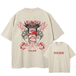 Anime Jujutsu Kaisen Vintage Wash T-Shirt Summer Women'S Street Wear Cotton Unisex Oversized Top T-Shirt Short Sleeve T Shirt