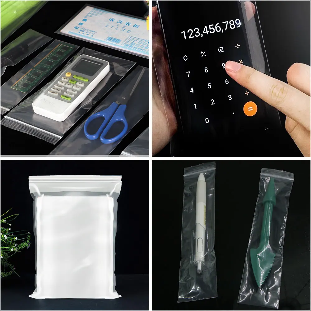 100/300/500PCS 0.08mm Long Size Lucency Ziplock Bag Resealable Self Seals Zipper Plastic Pocket Storage Organize Packaging Bags