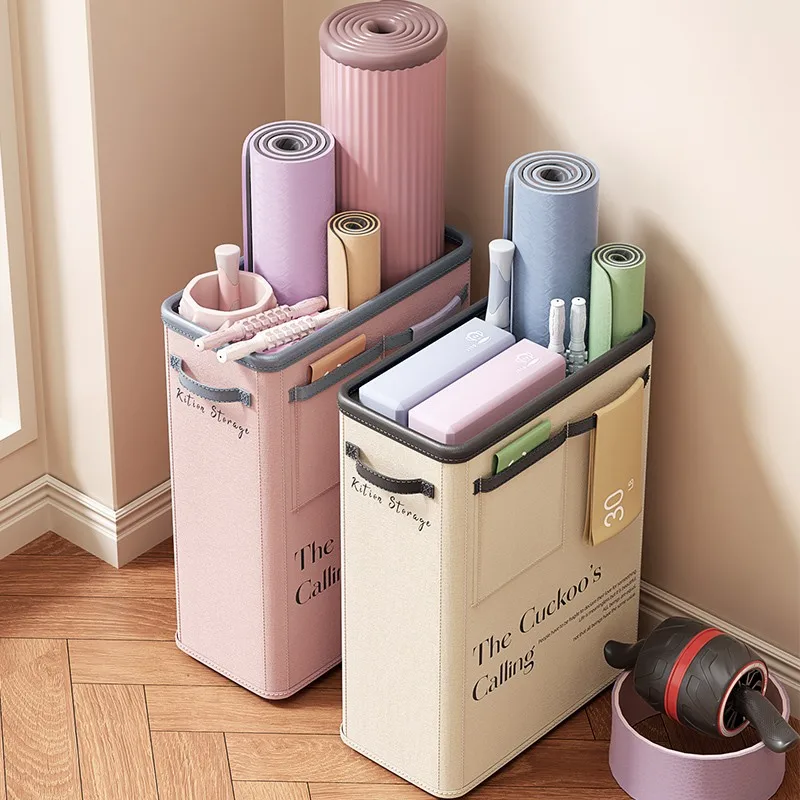 2-piece yoga mat storage basket, fitness equipment storage basket, household foam roller shelf artifact