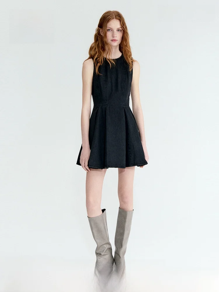 

Spring New Arrival Women's Denim Dr Flared Skirt Hem Casual Fit Cotton Casual Sle No Sve Cotton 00% Material