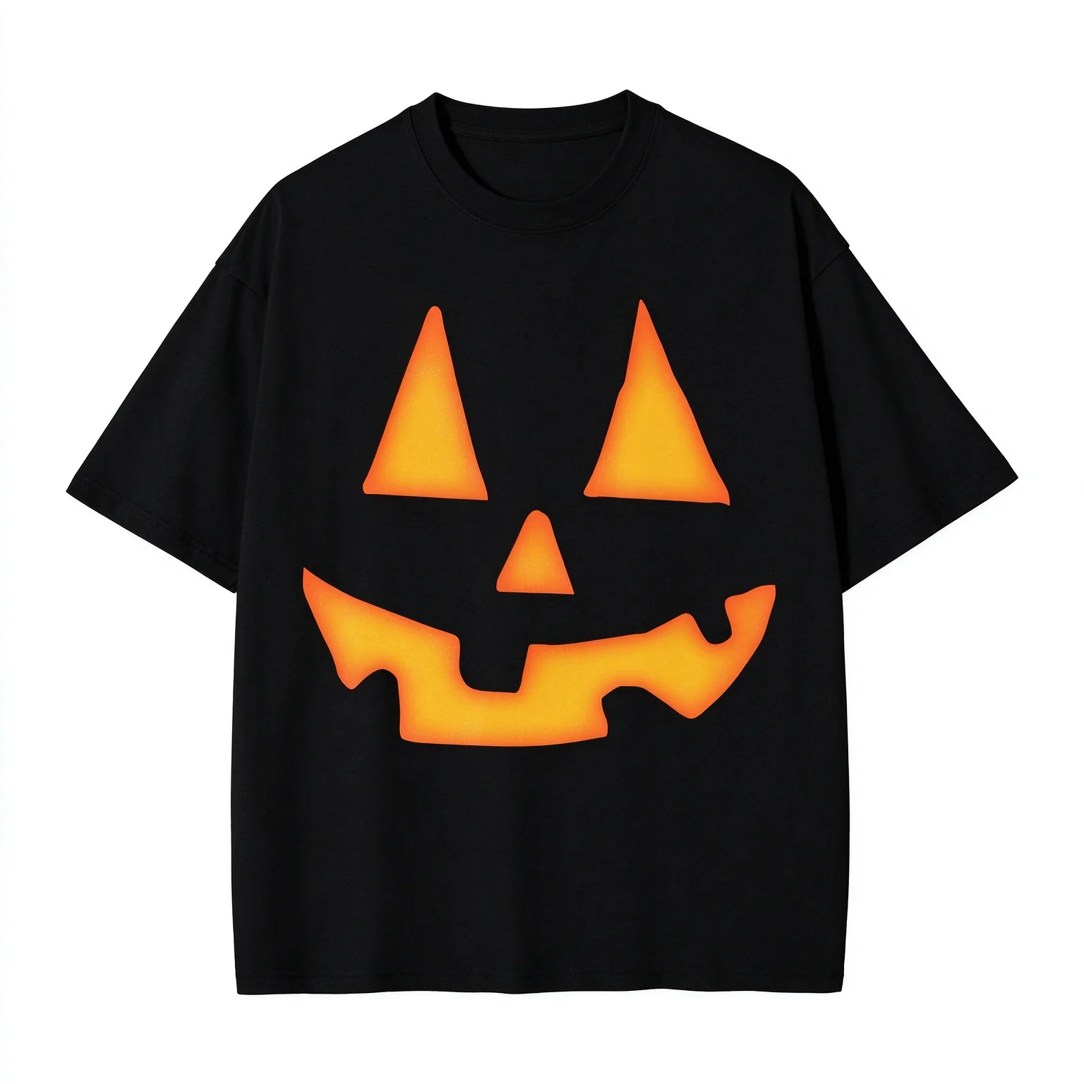 Halloween Pumpkin Face T Shirt Men Women, Jack O Lantern Smile Graphic Tee, Casual Short Sleeve Holiday Party Top