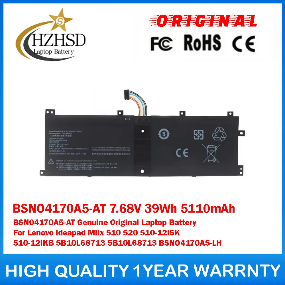 

BSNO4170A5-AT 7.68V 39Wh 5110mAh BSN04170A5-AT Genuine Original Laptop Battery For Lenovo Ideapad Miix 520 510-12ISK 510-12IKB