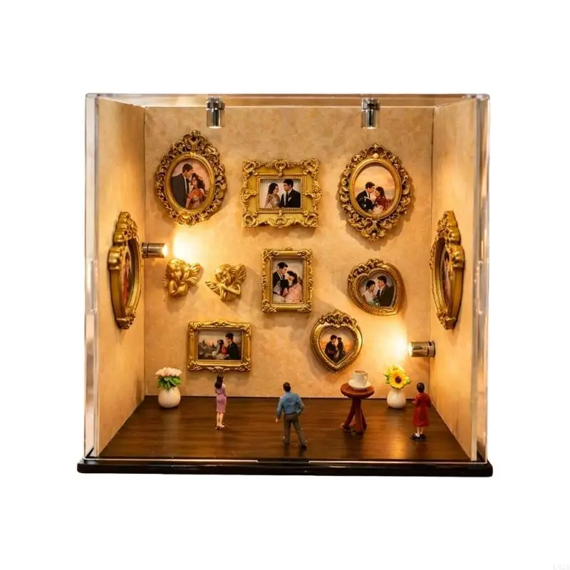 L43A DIY Mini Museums Silhouettes Box Shadows Box Frame Set,DIY Photo Display Frame Set with Mini Figurine Mothers Day Gift