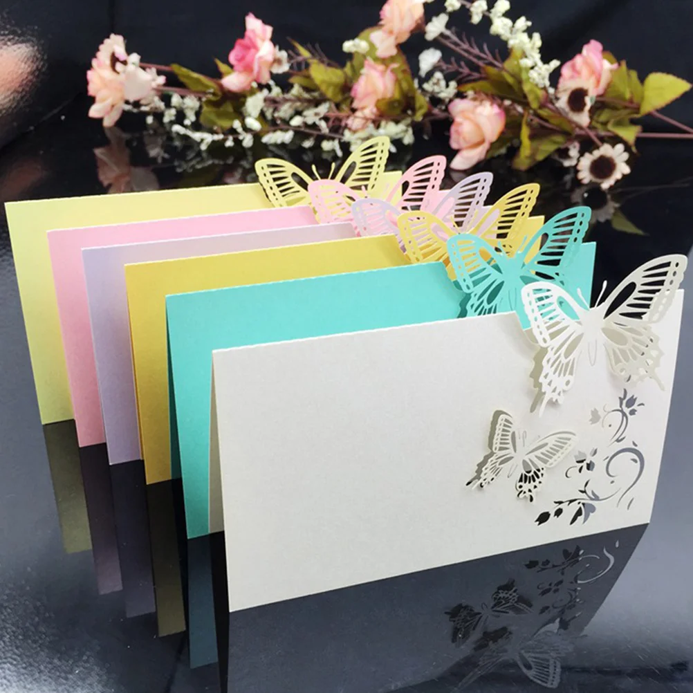

100Pcs Wedding Seat Name Cards Elegant Table Place Card for Banquet Party Decoration 90x120mm Pink
