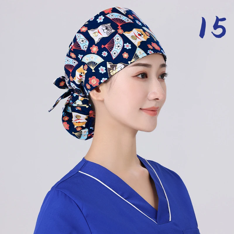 Unisex Adjustable Tie Back Scrub Hat, Beauty Salon Cap