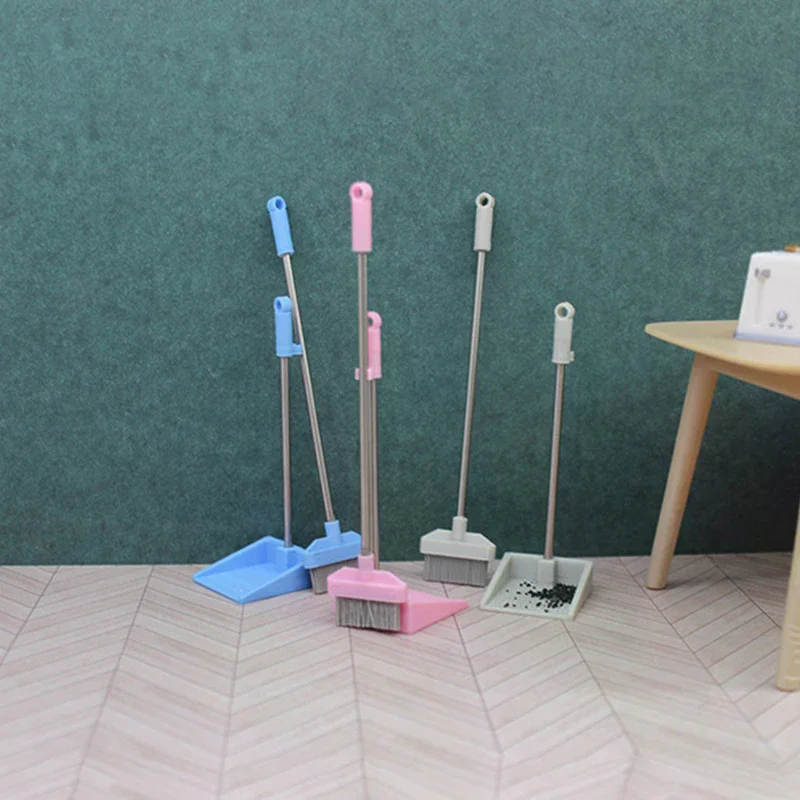 1:12 Dollhouse Mini Dustpan Cleaning Tool Set Miniature Household Scene Layout Decor Prop Accessory