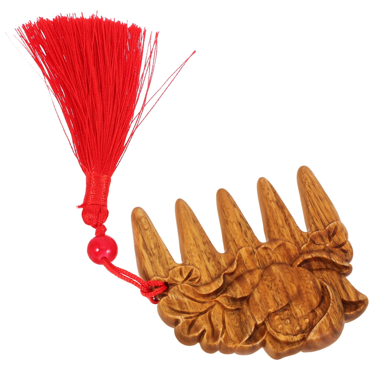 หวีไม้ลายดอกบัวไม้จันทน์สีม่วง หวีซี่ห่าง สำหรับสางผม หวีขนาดเล็กพกพาสะดวก นวดหนังศีรษะ