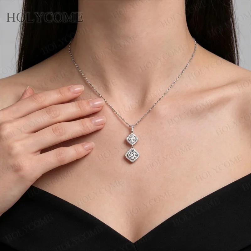 925 Sterling Silber Funkelnder Stein Anhänger Halskette Elegante Zarte Schlüsselbeinkette für Damen Modischer Edel-Schmuck – Detail 10