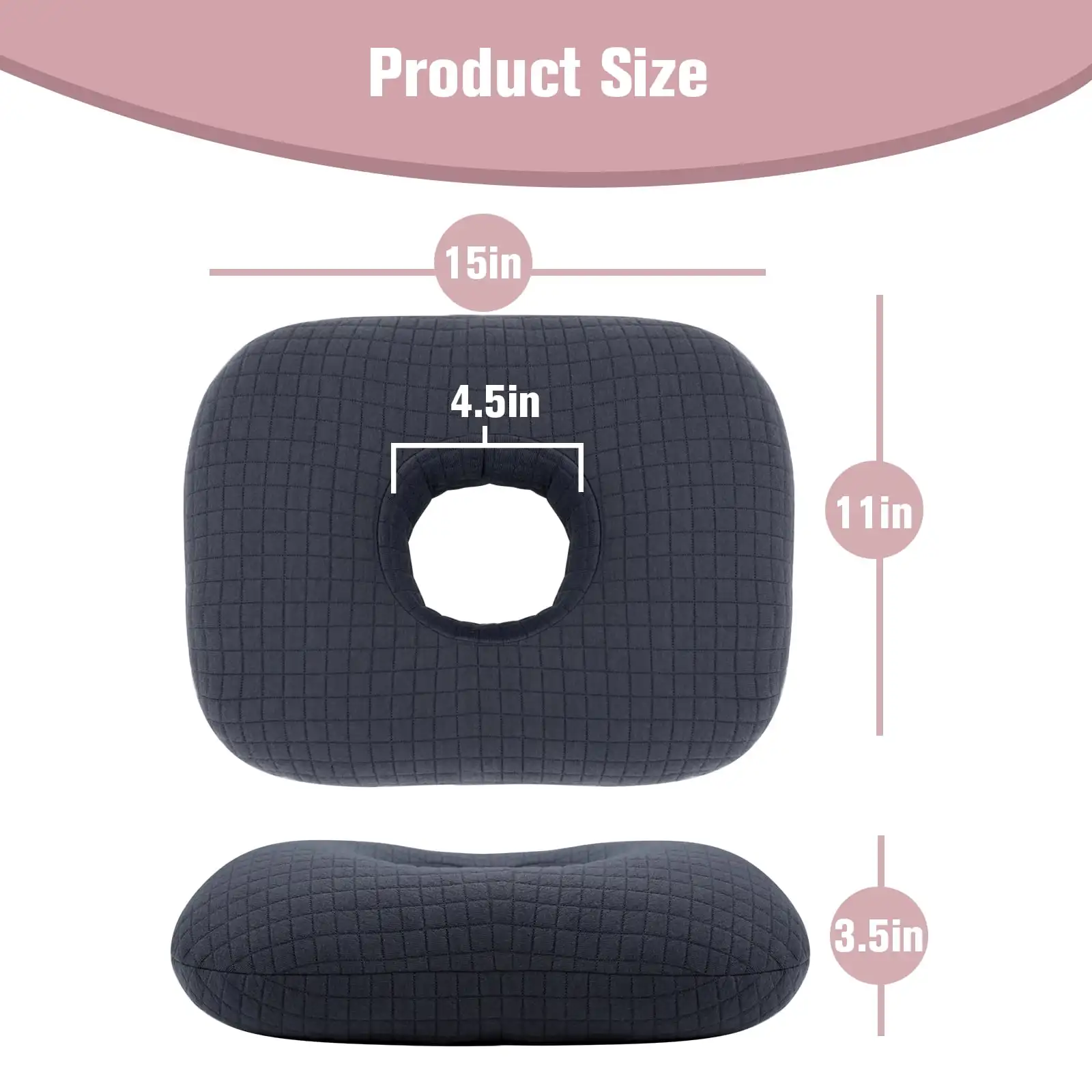 Pillow with Ear Hole for Side Sleepers, Soft Neck Support Pillow for Fresh Ear Piercings, Navy Blue