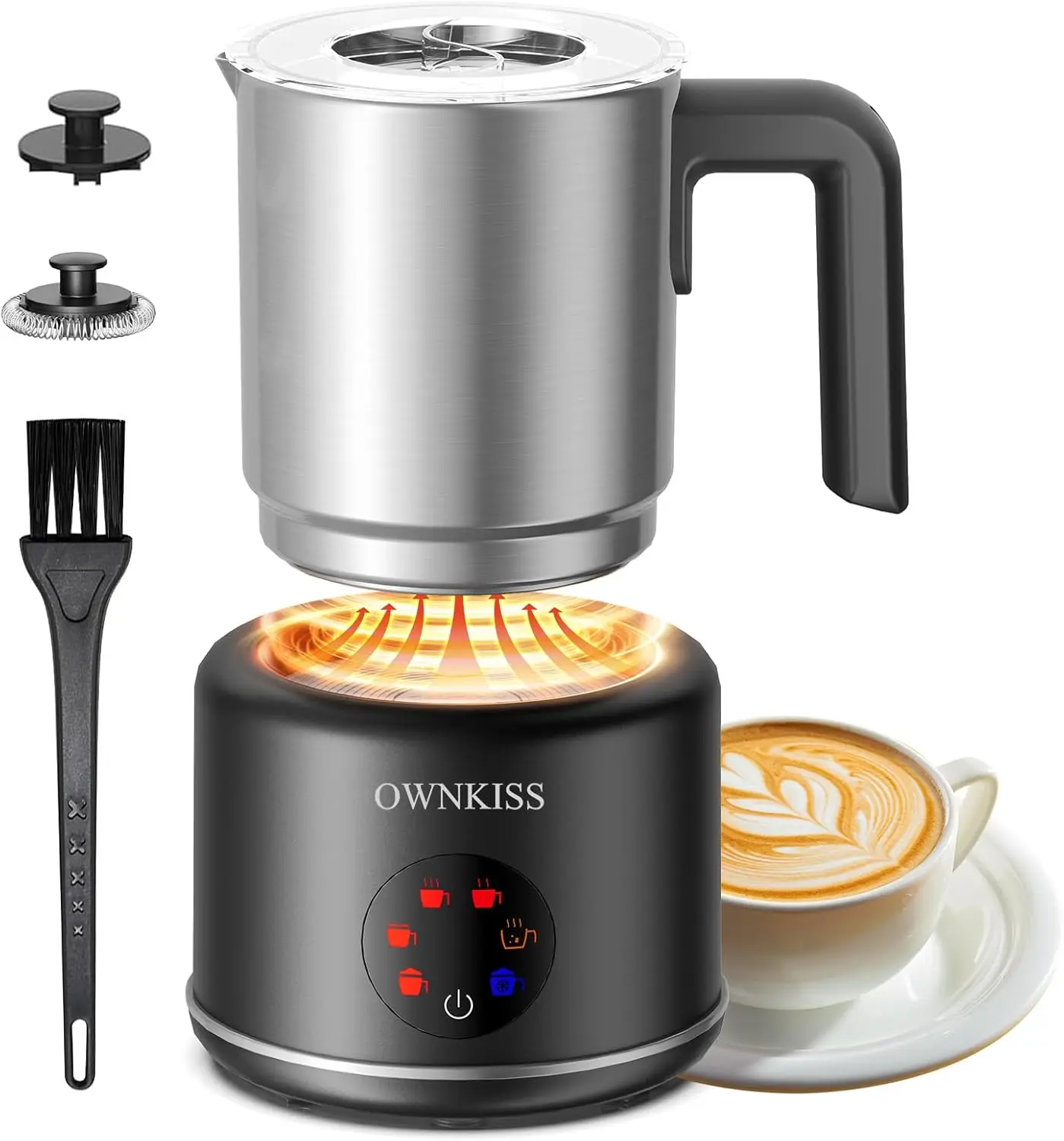 

Milk Frother and Steamer, 6-in-1 Electric Milk Frother for Latte Art Coffee，Automatic Hot & Cold Foam Maker and Milk