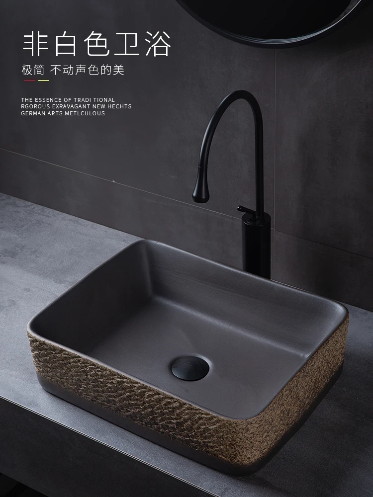 Square Platform Basin Wash Basin Ceramic Personalized Creative Art Basin Balcony Hotel Bathroom Wash