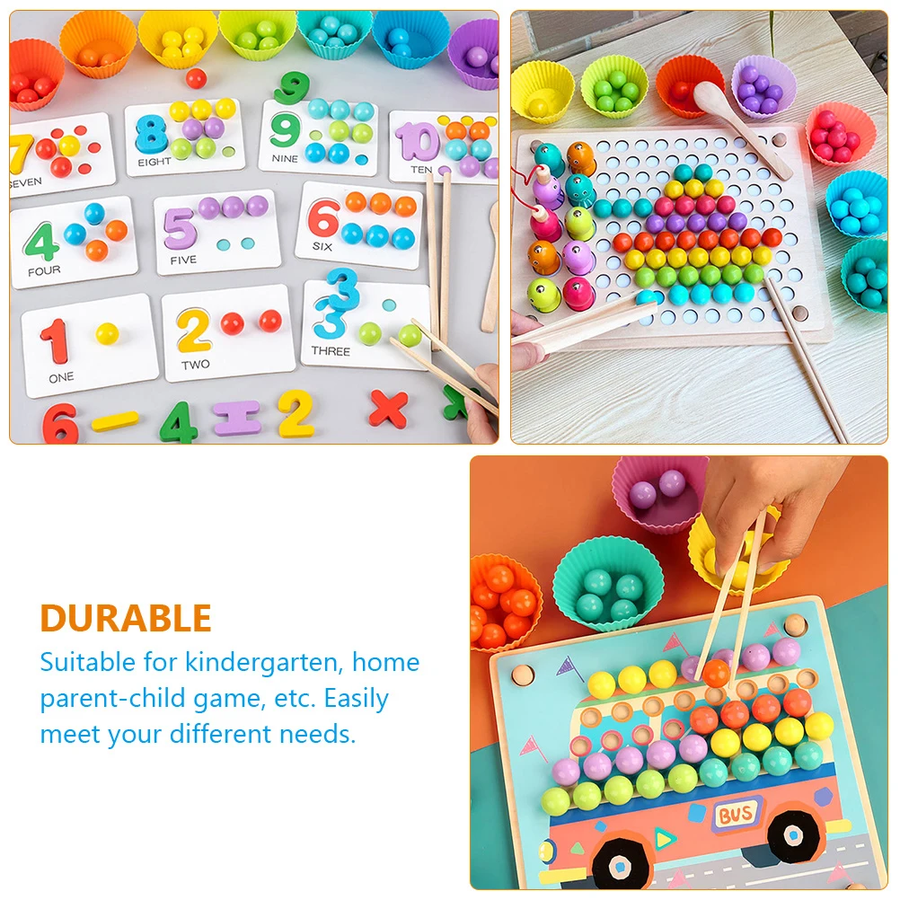 7pcs Kids Wooden Tweezers For Fine Motor Skills Training Educational Learning Hand Eye Coordination Development Tool