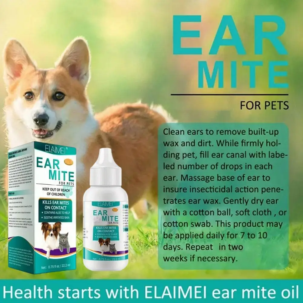 Dog Ear Cleaner,Dogs Ear Mite Cleaning Oil,Softens The Ear Canal Mites Inhibits And Stops Itching For Cats And Dogs X9I3