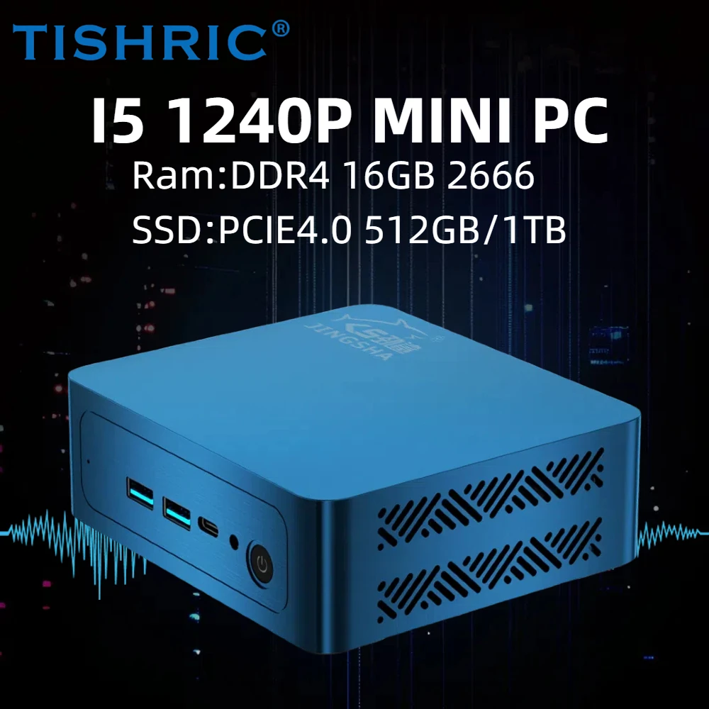 TISHRIC كمبيوتر صغير Intel Alder Lake i5 1240P Windows 11 Mini Host 16GB DDR4 512GB/1TB PCIe M2 SSD BT5.2 WiFi6 لعبة كمبيوتر مكتبي