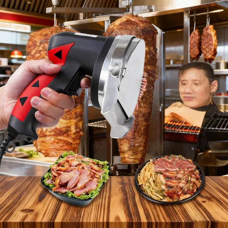 Elektrischer Türkischer Döner-Kebab-Schneider aus Edelstahl mit Scharfer Klinge, Gewerbliche Qualität, Fleischschneider für Orientalisches BBQ