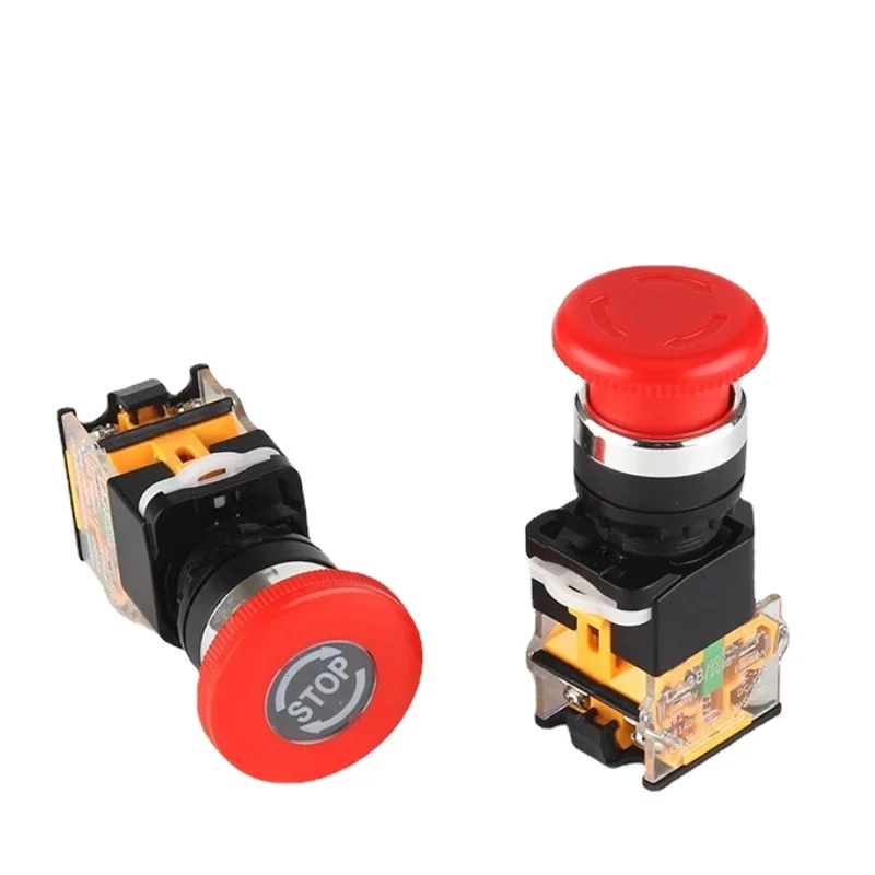 LA38-11ZS Power Emergency Stop Self-Locking Button Switch Start-stop Mushroom Hairstyle Emergency Switch