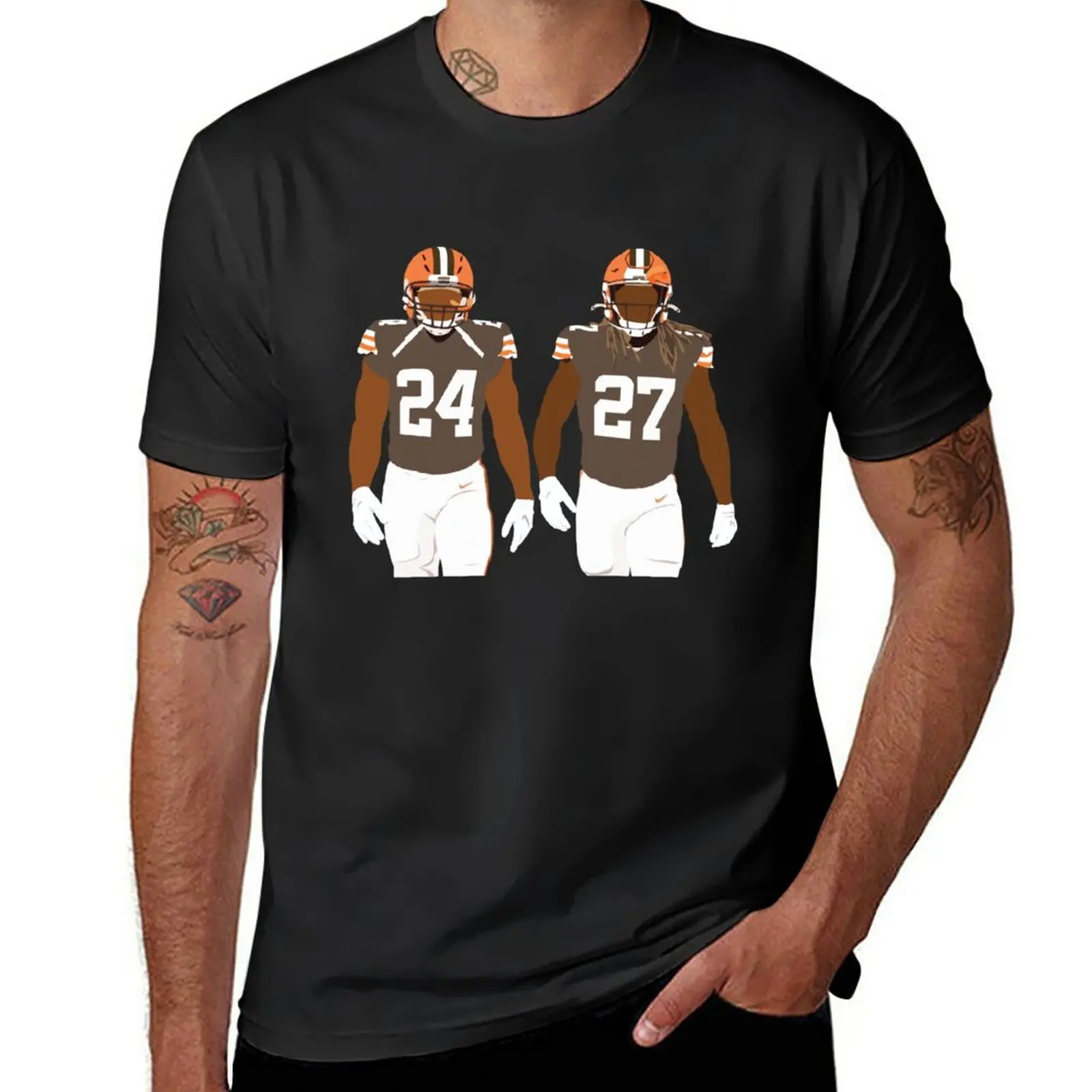 New Nick Chubb & Kareem Hunt T-Shirt quick drying shirt plain t-shirt anime clothes t shirt men