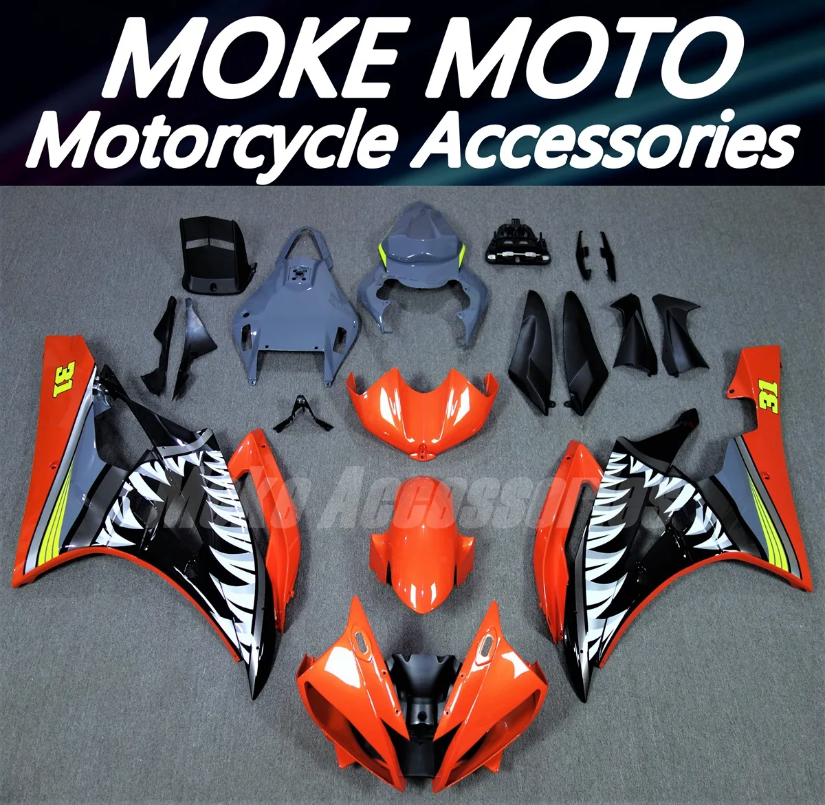

Moke moto Motorcycle Fairings Kit Fit For R6 2006-2007 Bodywork Set Abs Orange red concrete grey Shark