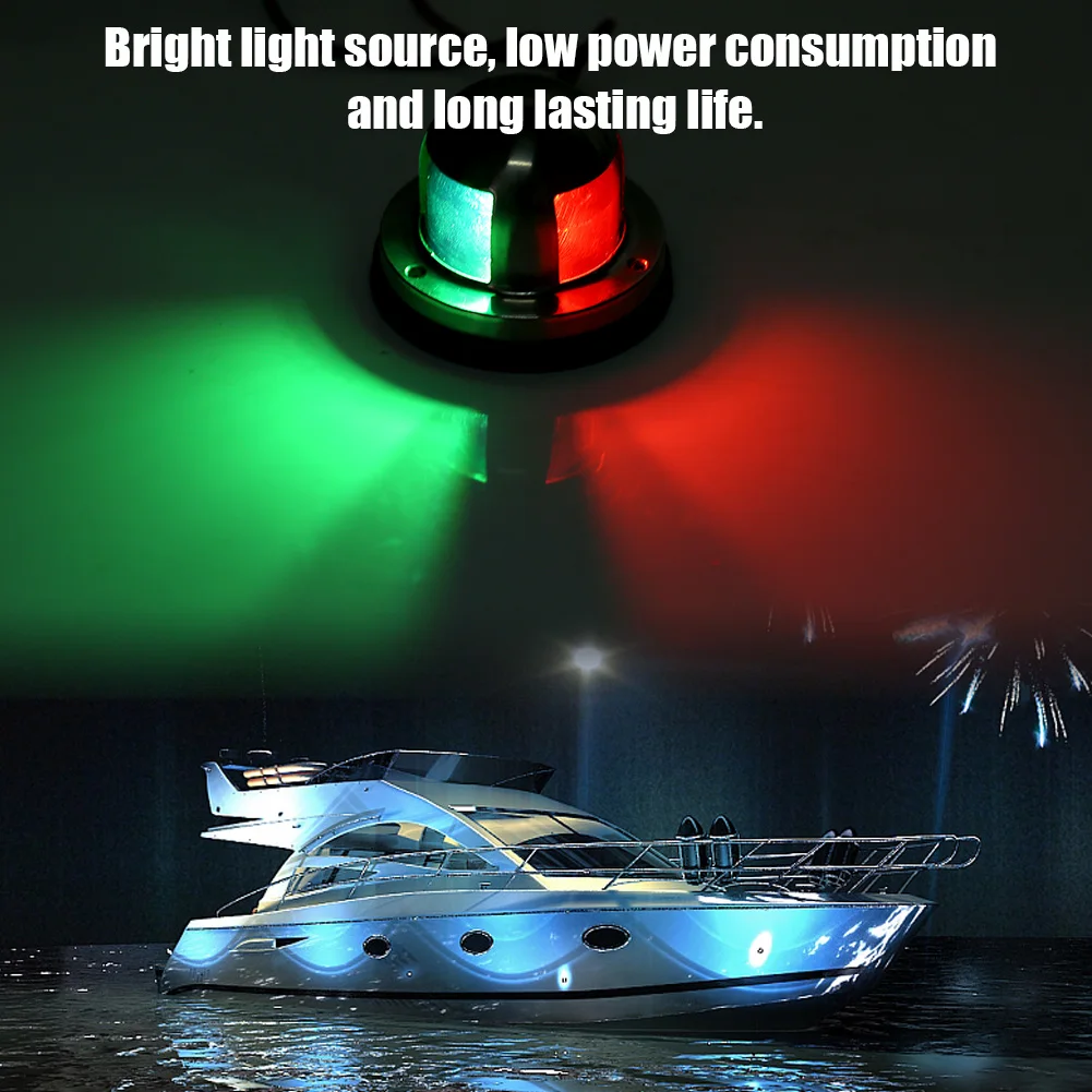 Marine Navigation Light Marine Boat 12V Stainless Steel Red&amp Green LED Navigation Signal Light Lamp Yacht Accessory