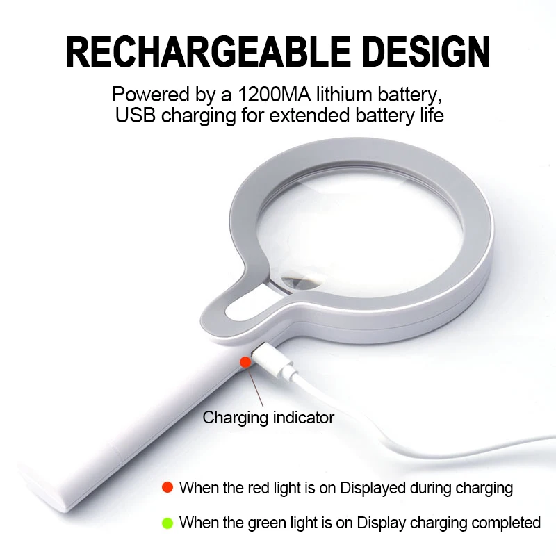 10X 25X ręczna podświetlana lupa lupa akumulatorowa USB z 29 przełącznikami dotykowymi LED do czytania/biżuterii/obsłowy