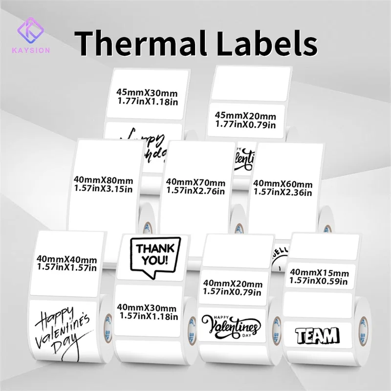 

2 Rolls Thermal Label Stickers White 40mm Wide Waterproof Labels Paper TagsSuit for KAYSION Phomemo DerETONGER Portable Printer