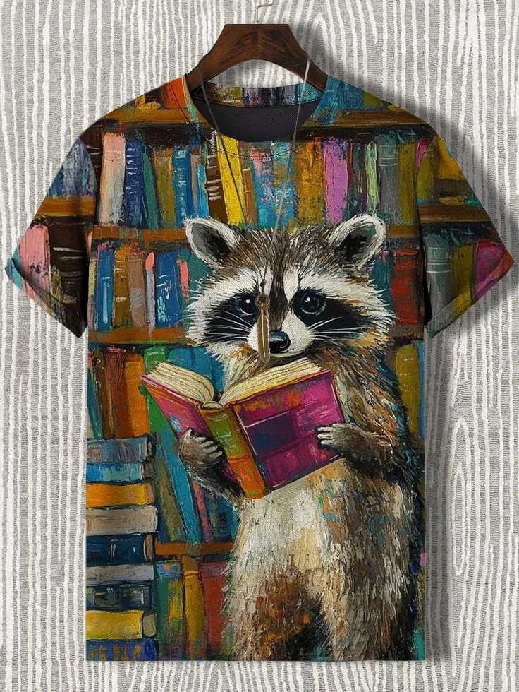 Men's Funny Animal Printed T Shirt Short Sleeved Tees Tops 3D Print O-Neck Shirts Party Summer Casual Men's Clothing Apparel