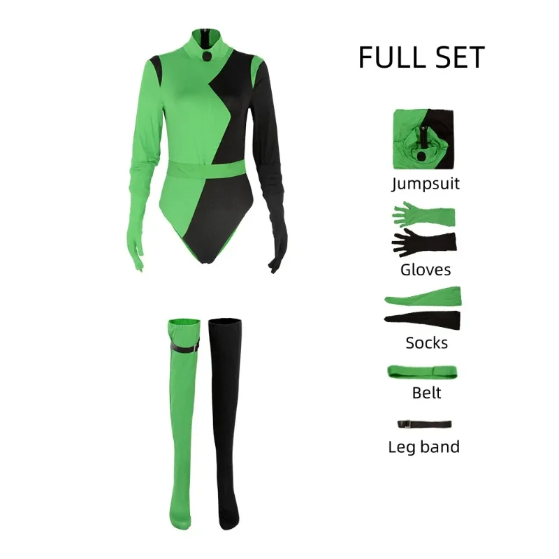 Women's Shego Cosplay Costume Cool Color blocked Women's Girl Sexy Set New Top Pants Fantasia Halloween Carnival Party Role Play