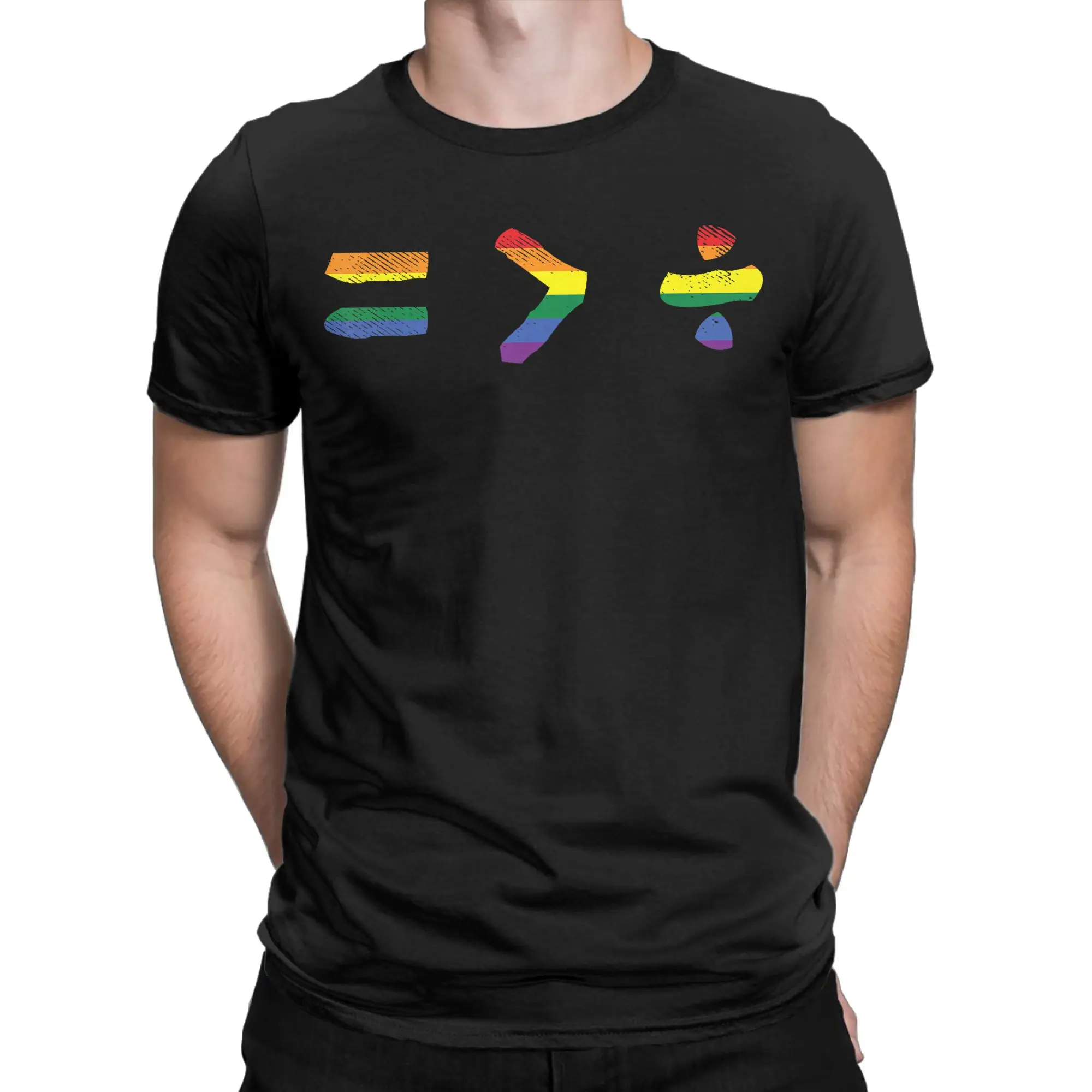 Equal Greater Than Divide Equality Funny 100% Cotton T-Shirt LGBT Pride Tops Tees For Men