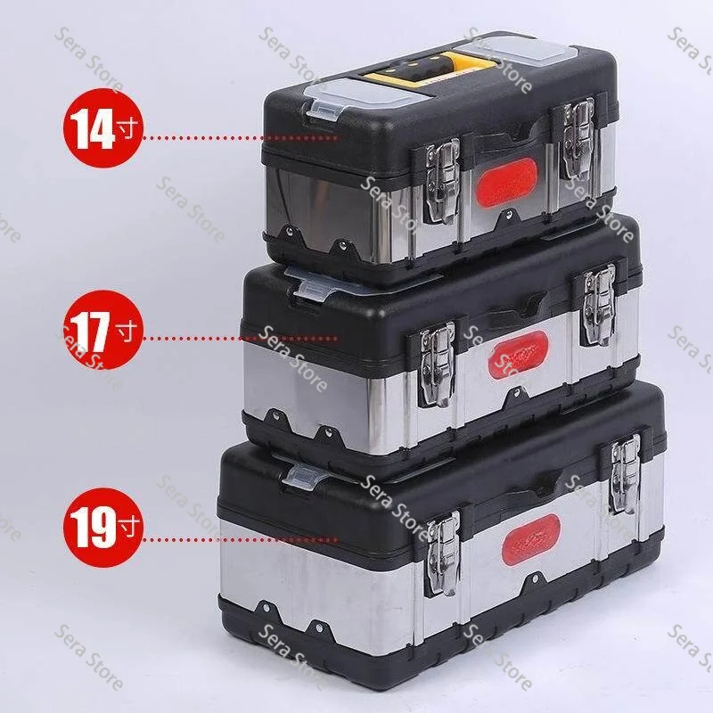 Hardware Toolbox Double Layer Portable Plastic Stainless Steel Toolbox Multifunctional Household Repair Parts Toolbox